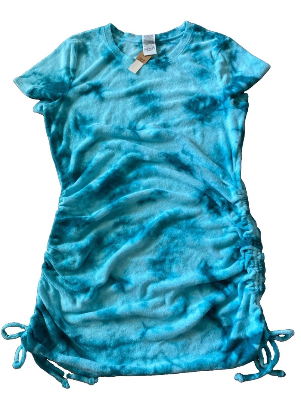 PINK Victoria's Secret Terry Pool Beach Coverup Womens XL Blue Tie Dye Ruched